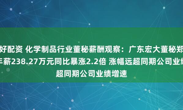 好配资 化学制品行业董秘薪酬观察：广东宏大董秘郑少娟年薪238.27万元同比暴涨2.2倍 涨幅远超同期公司业绩增速